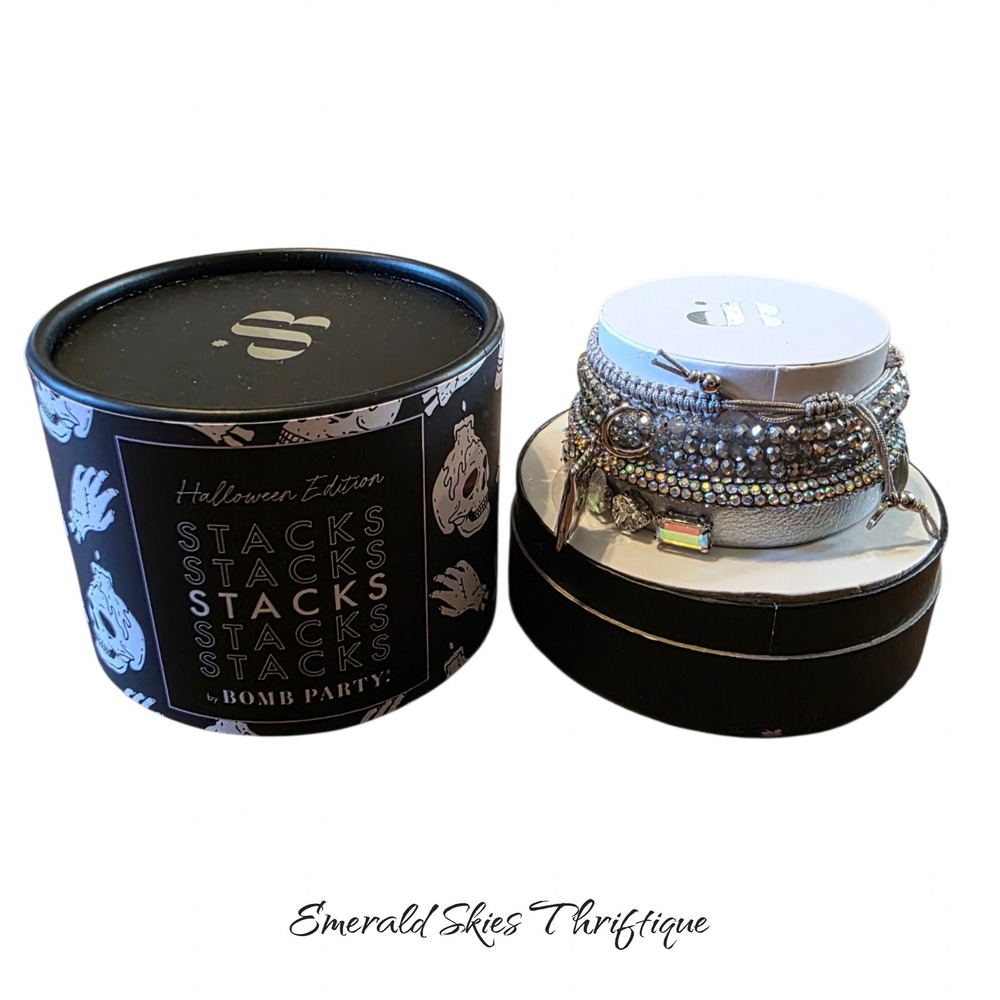 BP Bomb Party Stack Bracelets Candy Coven RBP 5459 Halloween sweets silver tone